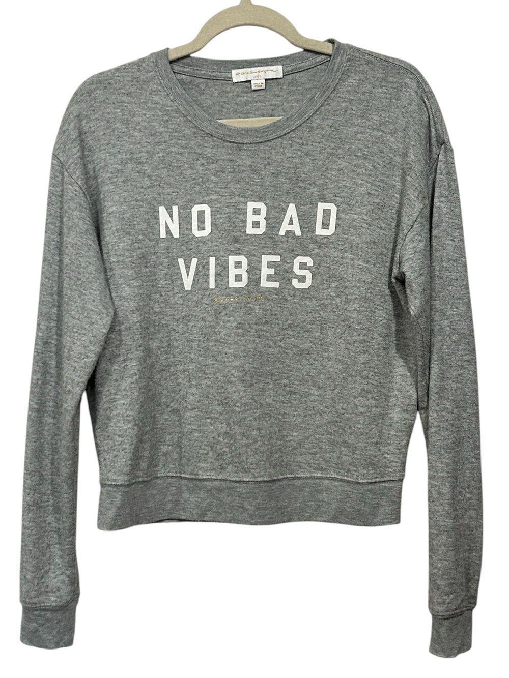 Spiritual Gangster No Bad Vibes Sweatshirt Grey Savasana Crewneck Soft Girl L